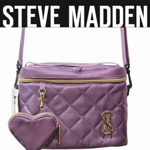 Steve Madden Quilted Insulated Lunch Tote Bag w/ Heart Pouch- Lavender